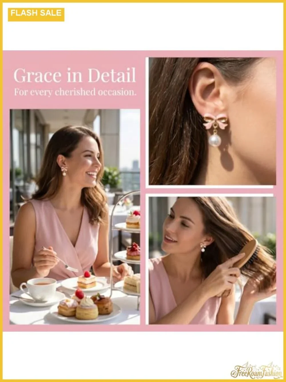 Gold Plated Bow Pearl Drop Dangle Earrings for Women
